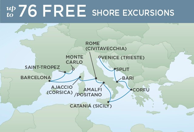 Regent Cruises | 10-Nights from Trieste to Monte-Carlo Cruise Iinerary Map