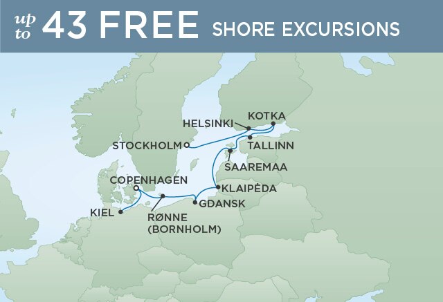 Regent Cruises | 10-Nights from Copenhagen to Stockholm Cruise Iinerary Map