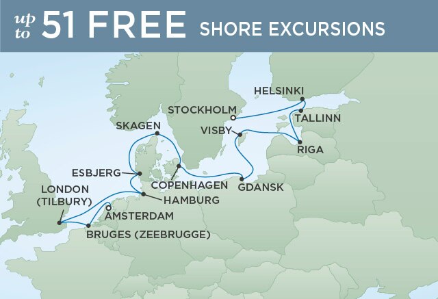 Regent Cruises | 14-Nights from Stockholm to Amsterdam Cruise Iinerary Map