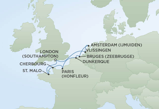Regent Cruises | 10-Nights Roundtrip from London Cruise Iinerary Map