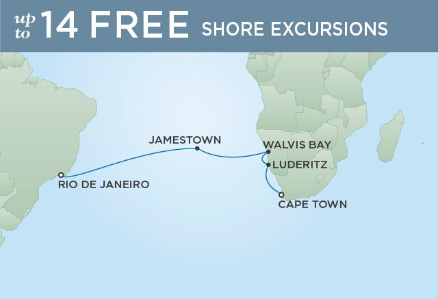 Regent Cruises | 14-Nights from Cape Town to Rio de Janeiro Cruise Iinerary Map