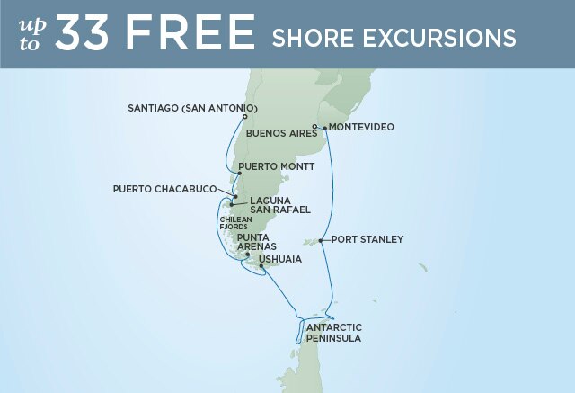 Regent Cruises | 19-Nights from Santiago to Buenos Aires Cruise Iinerary Map