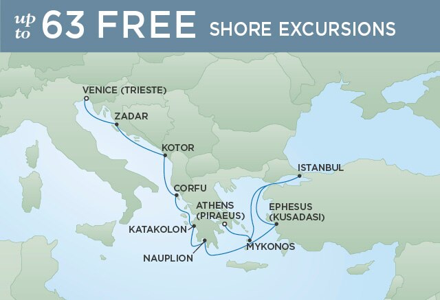 Regent Cruises | 10-Nights from Trieste to Athens Cruise Iinerary Map