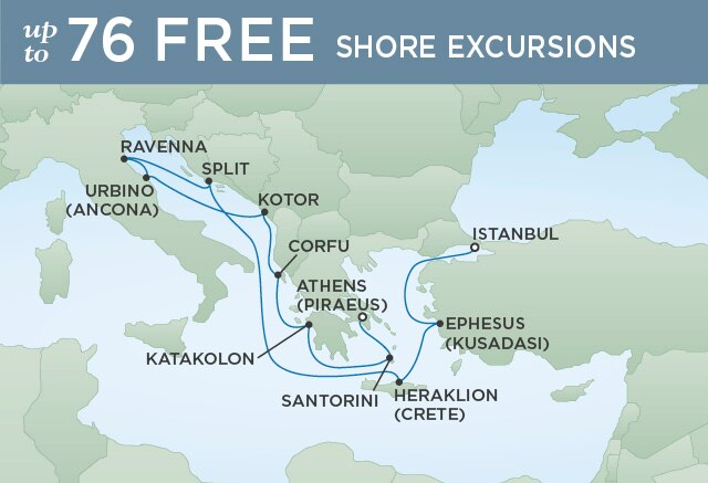 Regent Cruises | 12-Nights from Athens to Istanbul Cruise Iinerary Map