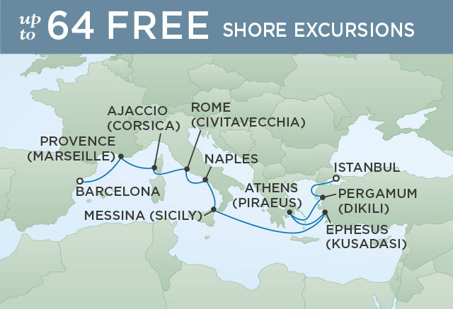 Regent Cruises | 10-Nights from Istanbul to Barcelona Cruise Iinerary Map