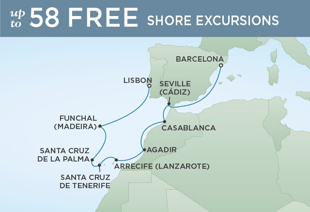 Regent Cruises | 10-Nights from Lisbon to Barcelona Cruise Iinerary Map