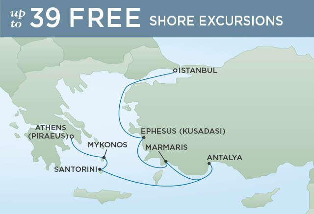 Regent Cruises | 7-Nights from Istanbul to Athens Cruise Iinerary Map