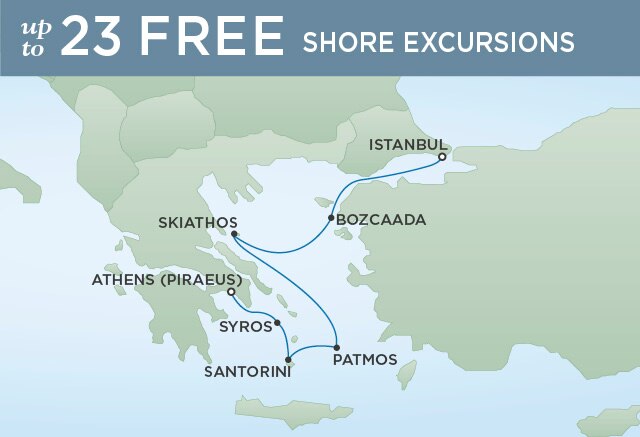 Regent Cruises | 7-Nights from Athens to Istanbul Cruise Iinerary Map