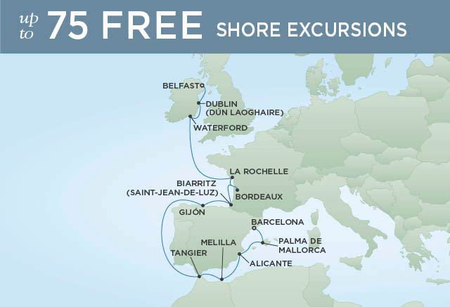 Regent Cruises | 15-Nights from Belfast to Barcelona Cruise Iinerary Map
