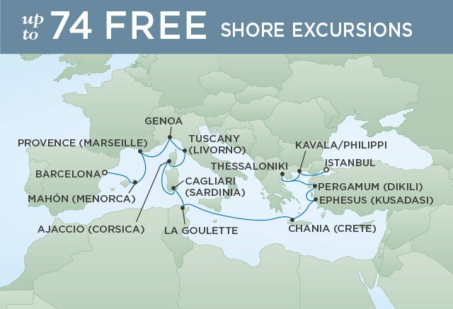 Regent Cruises | 14-Nights from Istanbul to Barcelona Cruise Iinerary Map