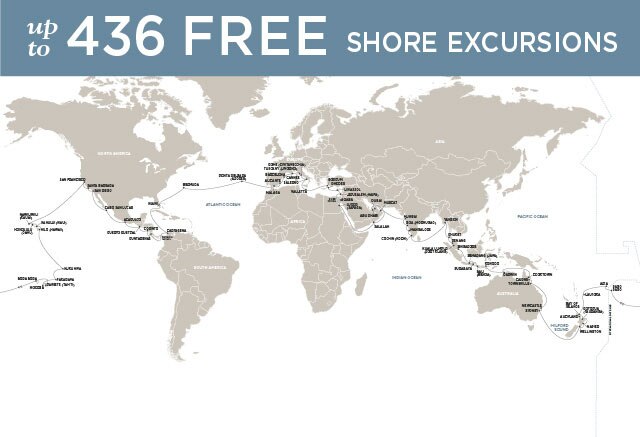 Regent Cruises | 132-Nights Roundtrip from Miami Cruise Iinerary Map