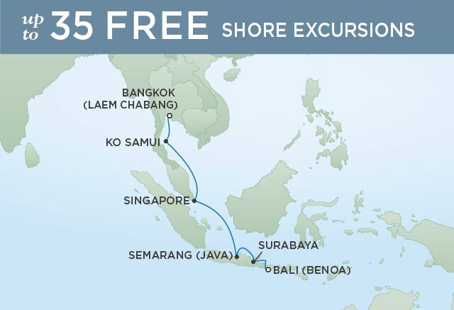 Regent Cruises | 10-Nights from Bangkok to Bali Cruise Iinerary Map