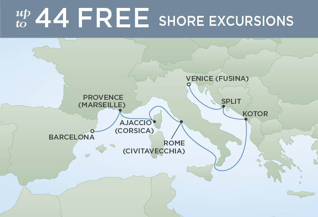 Regent Cruises | 7-Nights from Trieste to Barcelona Cruise Iinerary Map