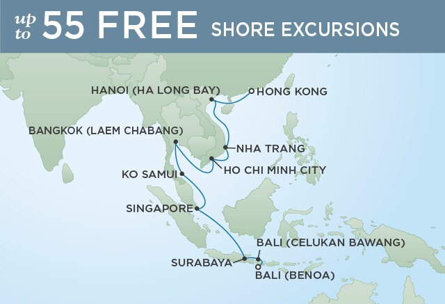 Regent Cruises | 18-Nights from Bali to Hong Kong Cruise Iinerary Map