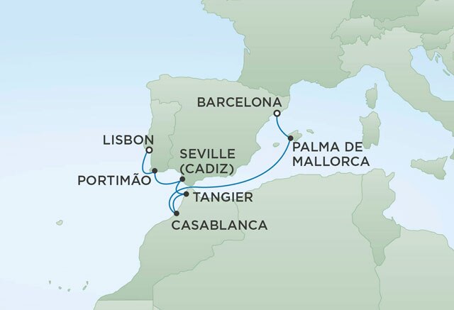 Regent Cruises | 7-Nights from Lisbon to Barcelona Cruise Iinerary Map